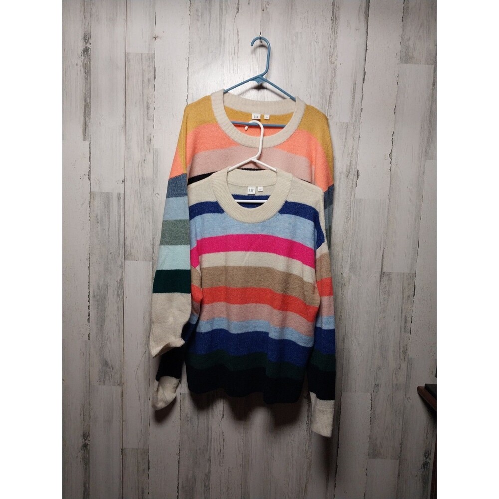 Gap Women's Large Striped Crewneck Sweater Lot Of 2